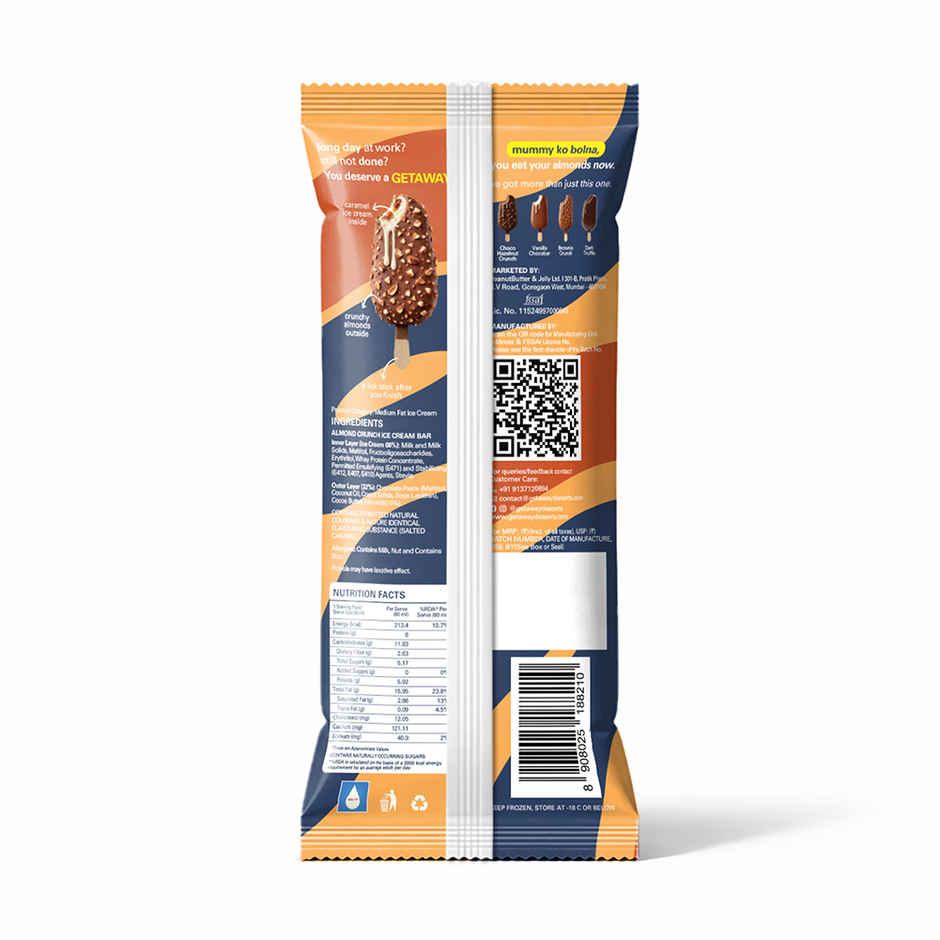 Get-A-Way Almond Crunch Bar Ice Cream Stick | Zero Added Sugar | 6g Protein
