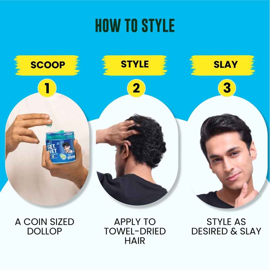 Set Wet Hair Gel for Men Cool Hold Medium Hold Tube Combo