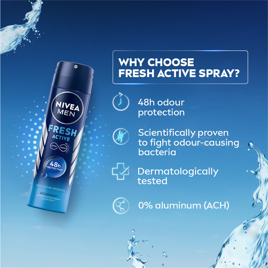 Nivea Men Deodorant Fresh Active 48h Long lasting Freshness