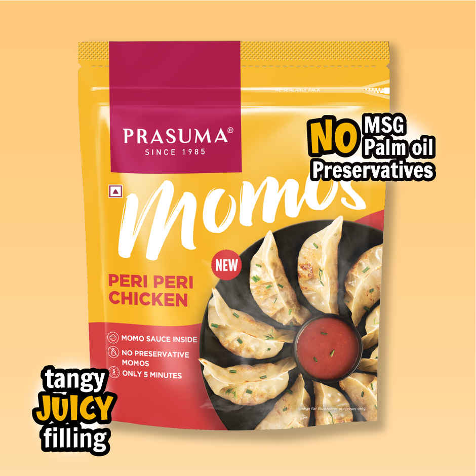 Prasuma Peri Peri Chicken Momos 12pc, No Palm Oil, Preservatives or MSG