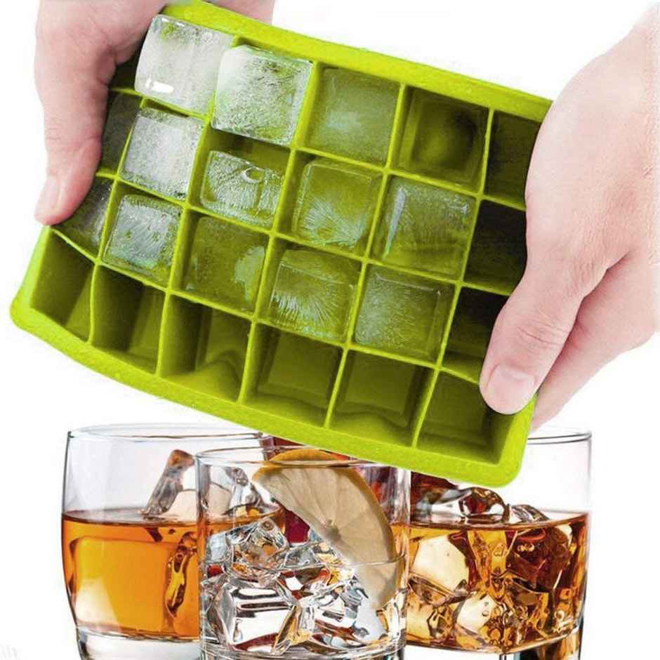 Clazkit Silicone Ice Cube Trays 2 Pack - 24 Cavity Per Ice Tray [Multicolor]