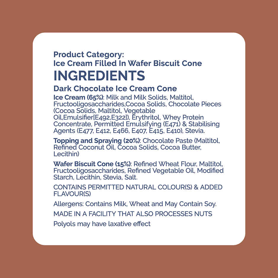 Get-A-Way Dark Chocolate Ice Cream Cone | Zero Added Sugar