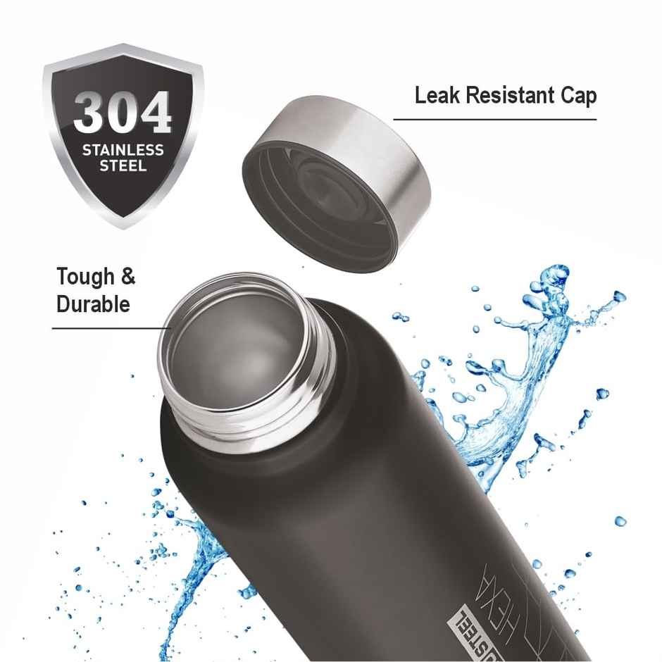 Flair Hexa Stainless Steel Water Bottle 1000 ml Black Color