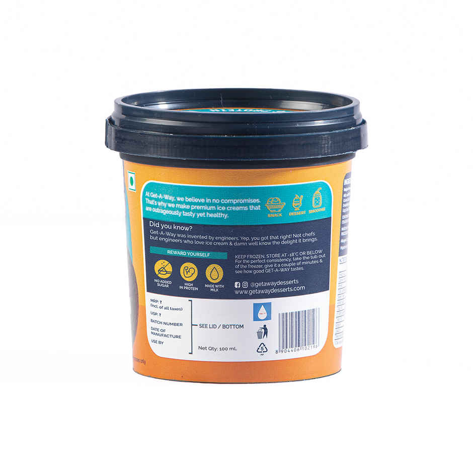 Get-A-Way Belgian Chocolate High Protein Ice Cream Cup | Zero Added Sugar