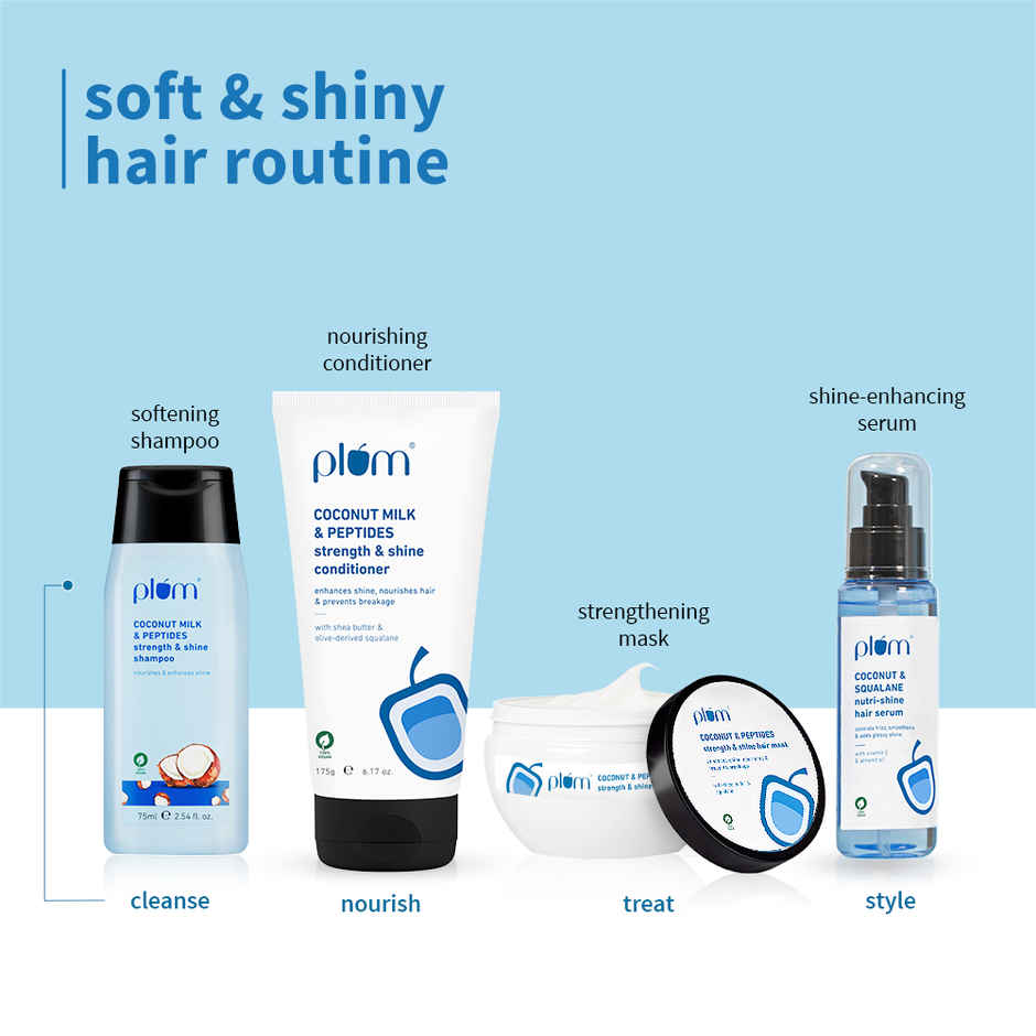 Plum Coconut Milk & Peptides Strength & Shine Shampoo | Contains Coconut Milk | Pea Peptide