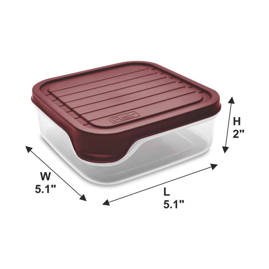 Flair Plastic Storewell Square Food Storage Containers 550Ml - Set Of 3, (Maroon), Food Grade