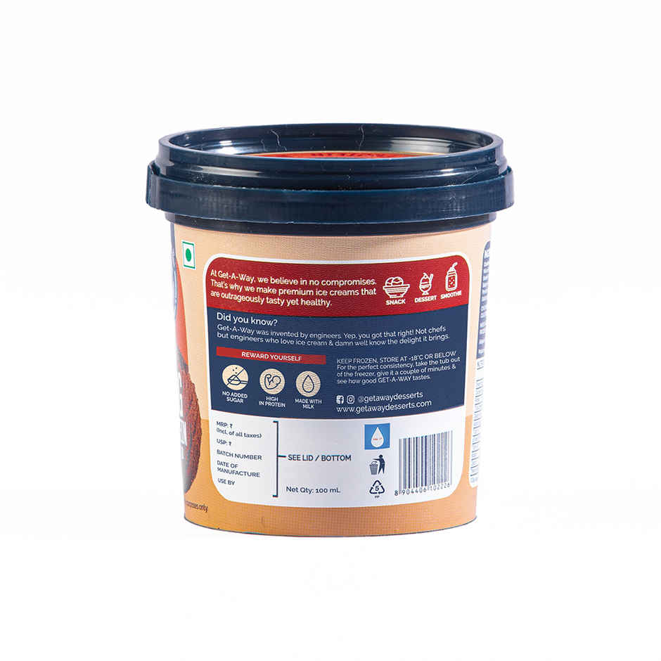 Get-A-Way Chocolate Brownie Fudge High Protein Ice Cream Cup | Zero Added Sugar