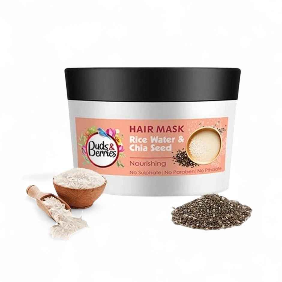 Buds & Berries Rice Water & Chia Seed Nourishment Shampoo 300 Ml & Buds & Berries Nourishing Hair Mask With Rice Water And Chia Seeds 200 Gms