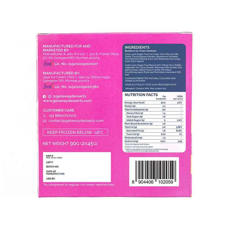 Get-A-Way Blueberry Ice cream sandwich (Pack of 2)