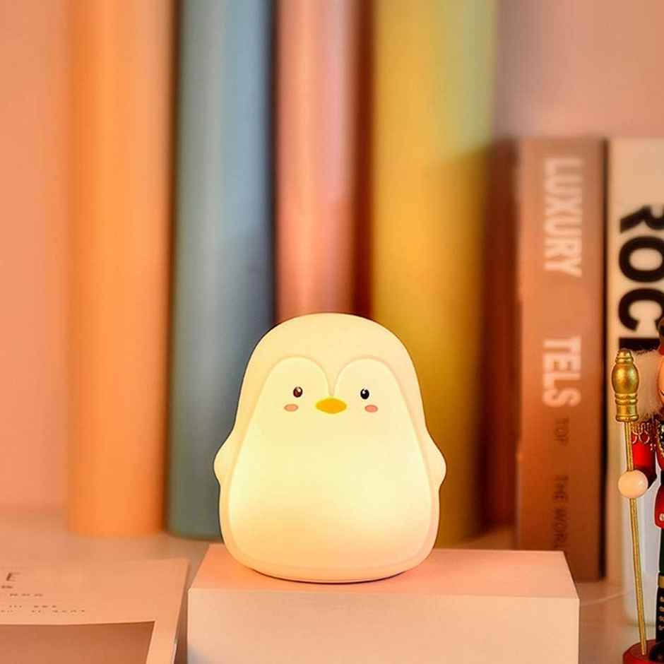 Hashwow Cute Silicon Penguin Night Light LED Bedside Baby Room Soft Lamp with Touch Sensor Control