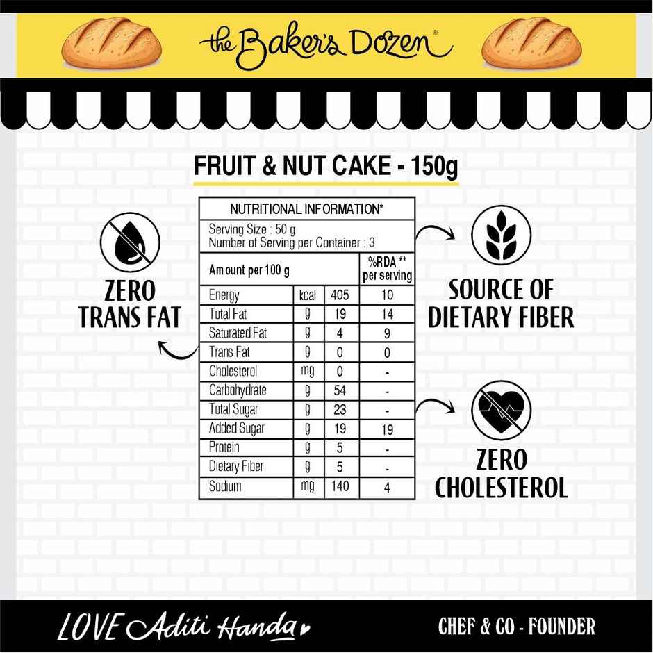 The Baker's Dozen Fruit & Nut Cake |Fruit Cake |Eggless Cake | Tea Cake | Zero Palm Oil
