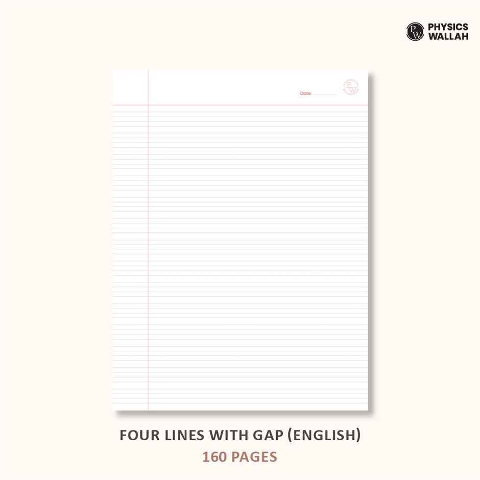 Physics Wallah Doodle Notebook | 160 Pages | 24 x 18 cm | Four Lines with Gap | English