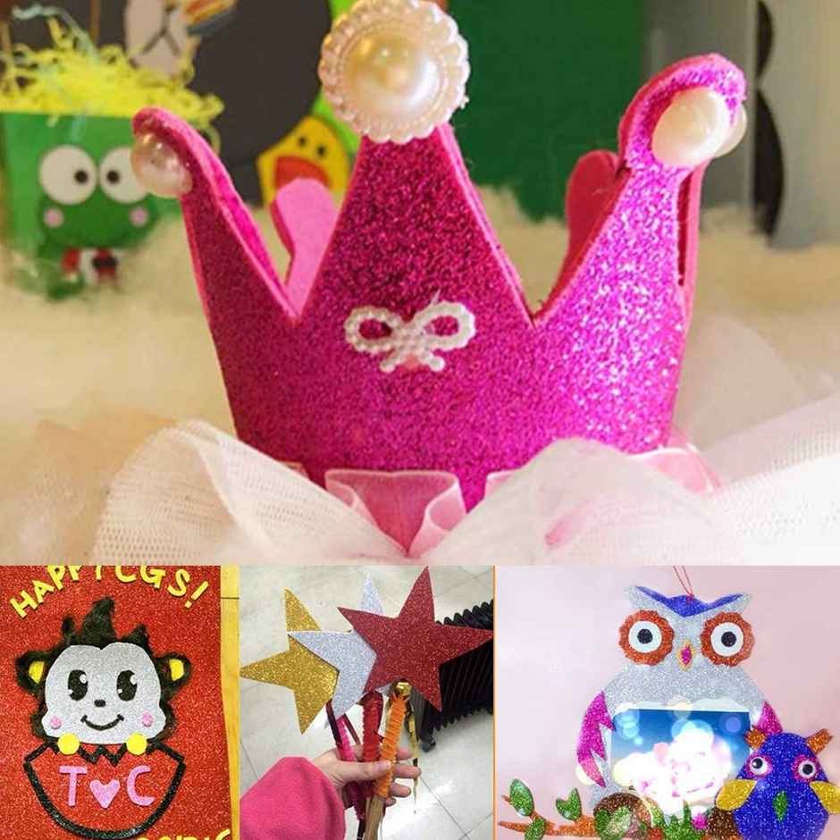 EVA Foam Glitter Sheets A4 Size, Assorted Colours