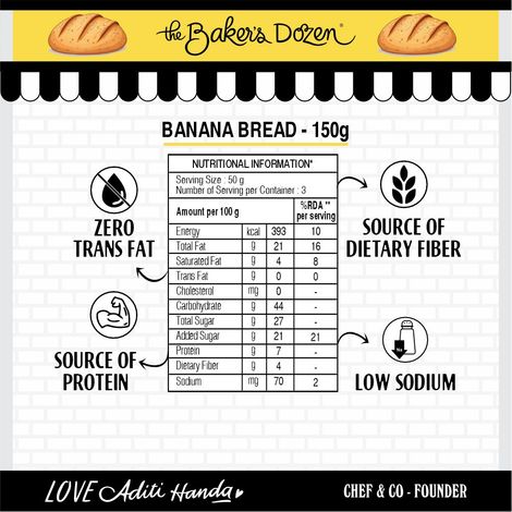 The Baker's Dozen Banana Bread 100% Wholewheat