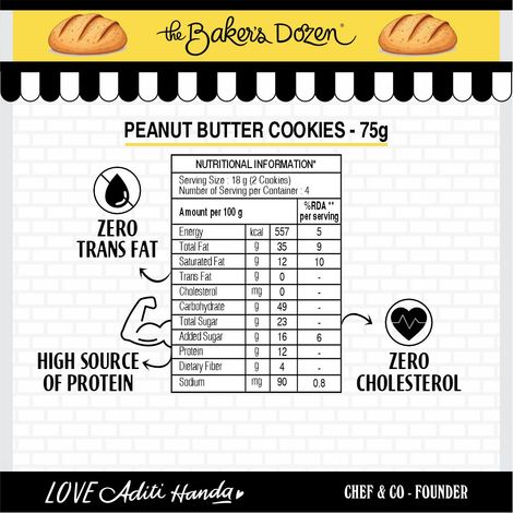 The Baker's Dozen High Protein Peanut Butter Cookies Biscuits | Artificial Colour-free Cookies