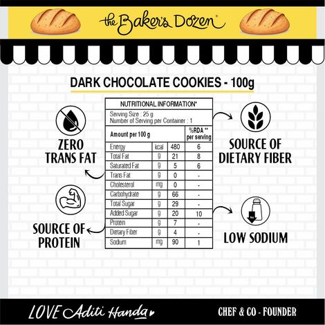 The Baker's Dozen Dark Chocolate Flavoured Biscuits Cookies | Artificial Flavour-free