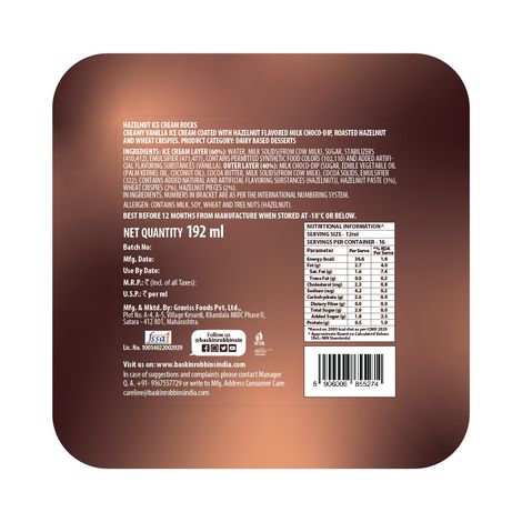 Baskin Robbins Ice Cream Rocks Hazelnut Bites