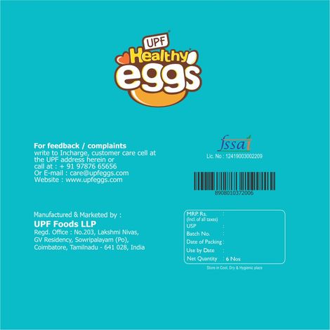 UPF Healthy White - Large Eggs, 6 Pieces | Protein Rich | Veg Feed | Infertile