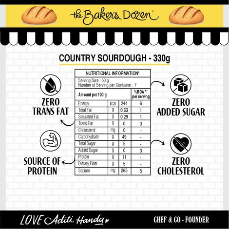 The Baker's Dozen Country Sourdough No Palm Oil No Preservative