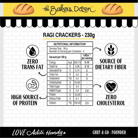 The Baker's Dozen Zero Maida Ragi Crackers Baked Millet Snack