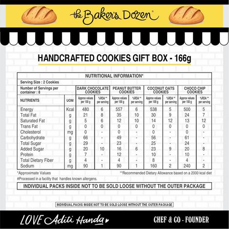 The Baker's Dozen Handcrafted Cookies Gift Box | Diwali Gift Hamper | Chocolate, Coconut & Oats Cookie