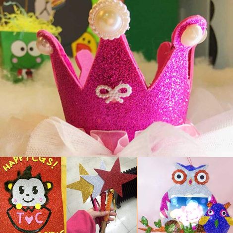 EVA Foam Glitter Sheets A4 Size, Assorted Colours