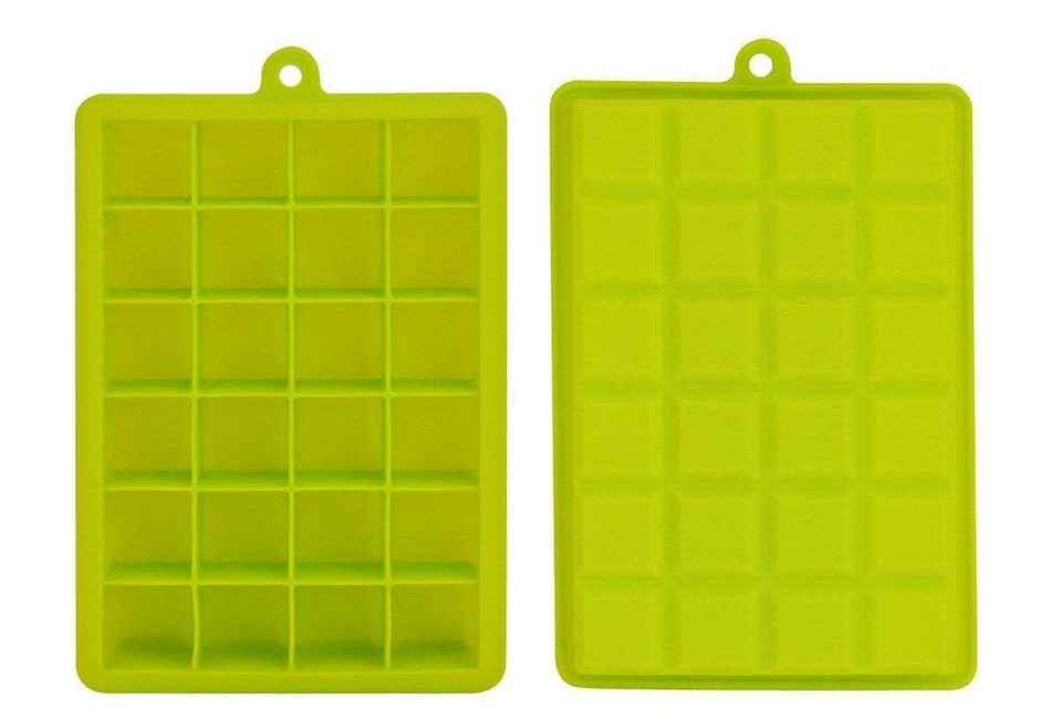 Clazkit Silicone Ice Cube Trays 2 Pack - 24 Cavity Per Ice Tray [Multicolor]