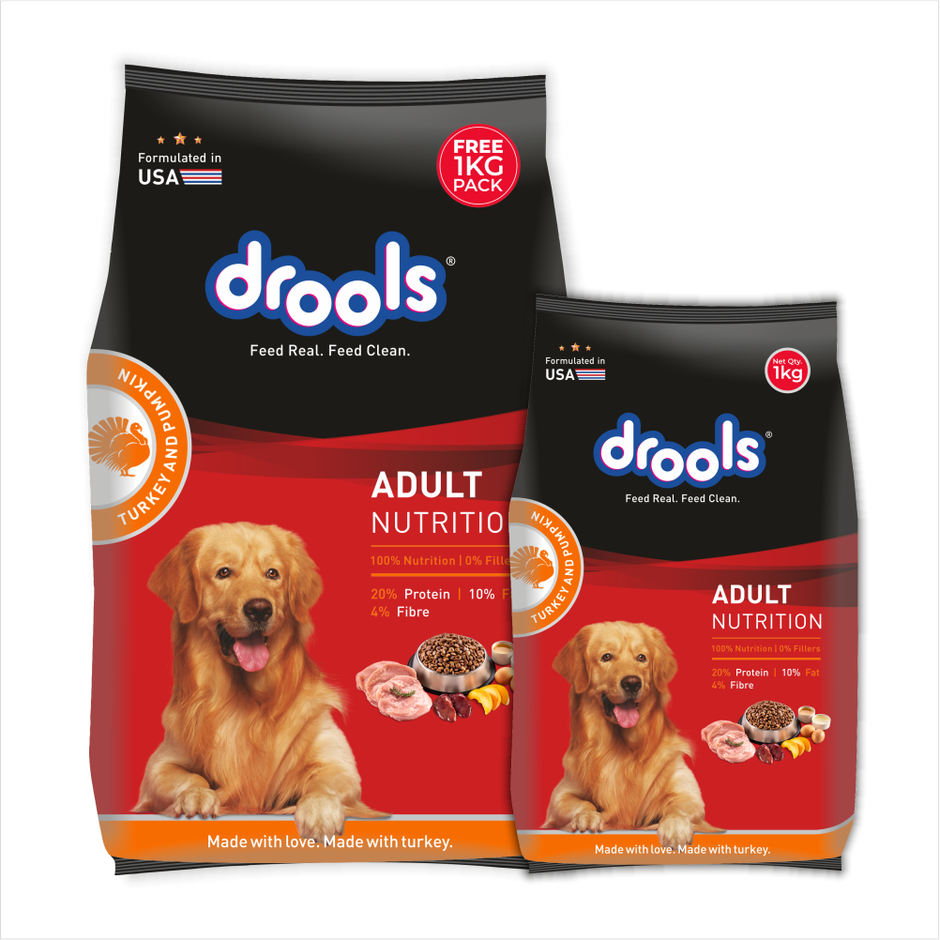 Drools Turkey and Pumpkin Adult Dry Dog Food 2.8 kg with Free 1 kg