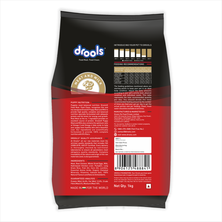 Drools Meat and Milk Puppy Dry Dog Food 1 kg