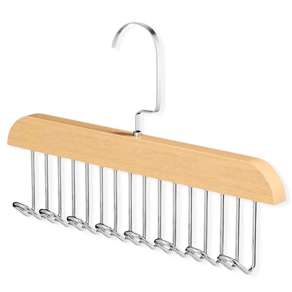 Zulaxy Multipurpose Wooden Cloth Hanger with 8 Hooks (Stainless Steel)
