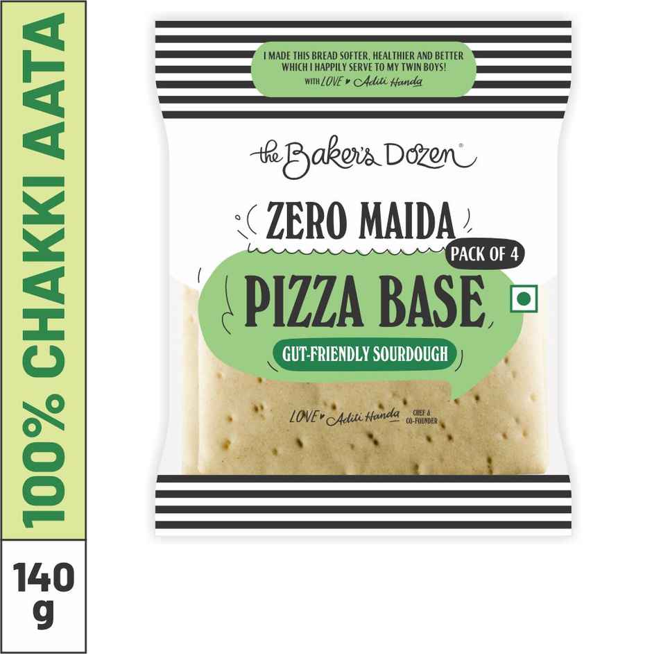 The Baker's Dozen Zero Maida Pizza Base | Made with Gut Friendly Sourdough Bread | Wholewheat