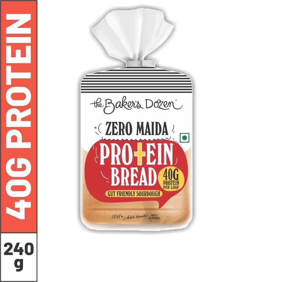 The Baker's Dozen Zero Maida Protein Bread | 40g Protein | Whole wheat | Atta Bread | Sourdough