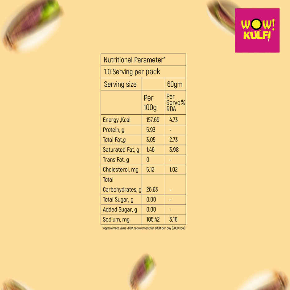 Wow! Kesar Pista Kulfi - Sugar Free