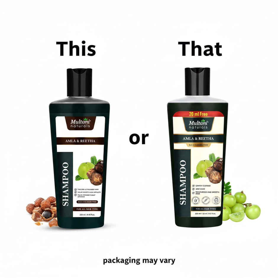 Multani Naturals Amla & Reetha Hair Shampoo | Thicker & Stronger Hair | SLS & Paraben Free