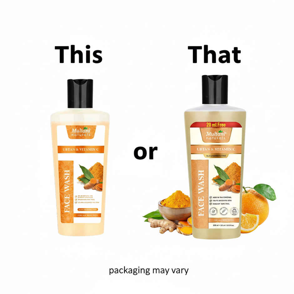Multani Naturals Ubtan & Vitamin C Face Wash | Reduce Tan & Boost Radiance | No SLS Paraben