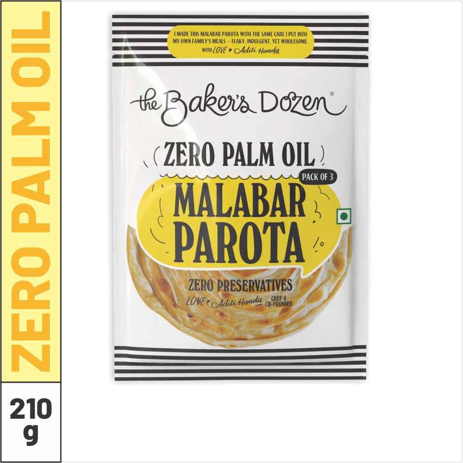 The Baker'S Dozen Zero Maida Whole Wheat Bread | Atta Bread (Not Brown) | Sandwich Bread | Gourmet (450g) & The Baker'S Dozen Zero Palm Oil Malabar Parota | Wheat Paratha | Ready To Eat | Ready To Cook (210g) Combo