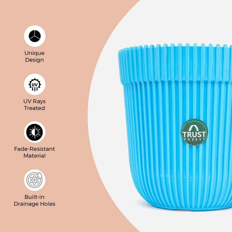 Cylindrical Plastic Plant Pot | 12.5 x 12 x 13 cm | Multicolour
