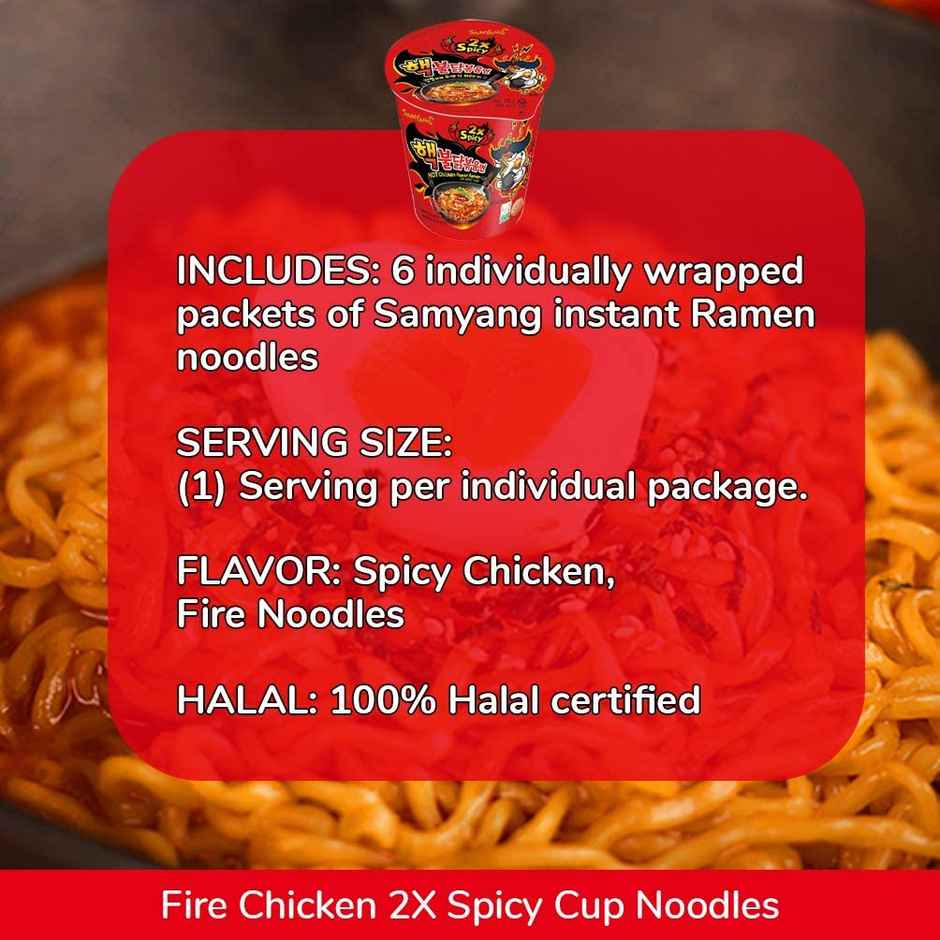 Korean Samyang 2x Spicy Hot Chicken Flavour Ramen Cup Non Veg
