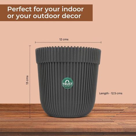 TrustBasket Rim Pot 5 Inch Tabletop Planters | Plastic Pots | Plants Not Included | Home & Garden