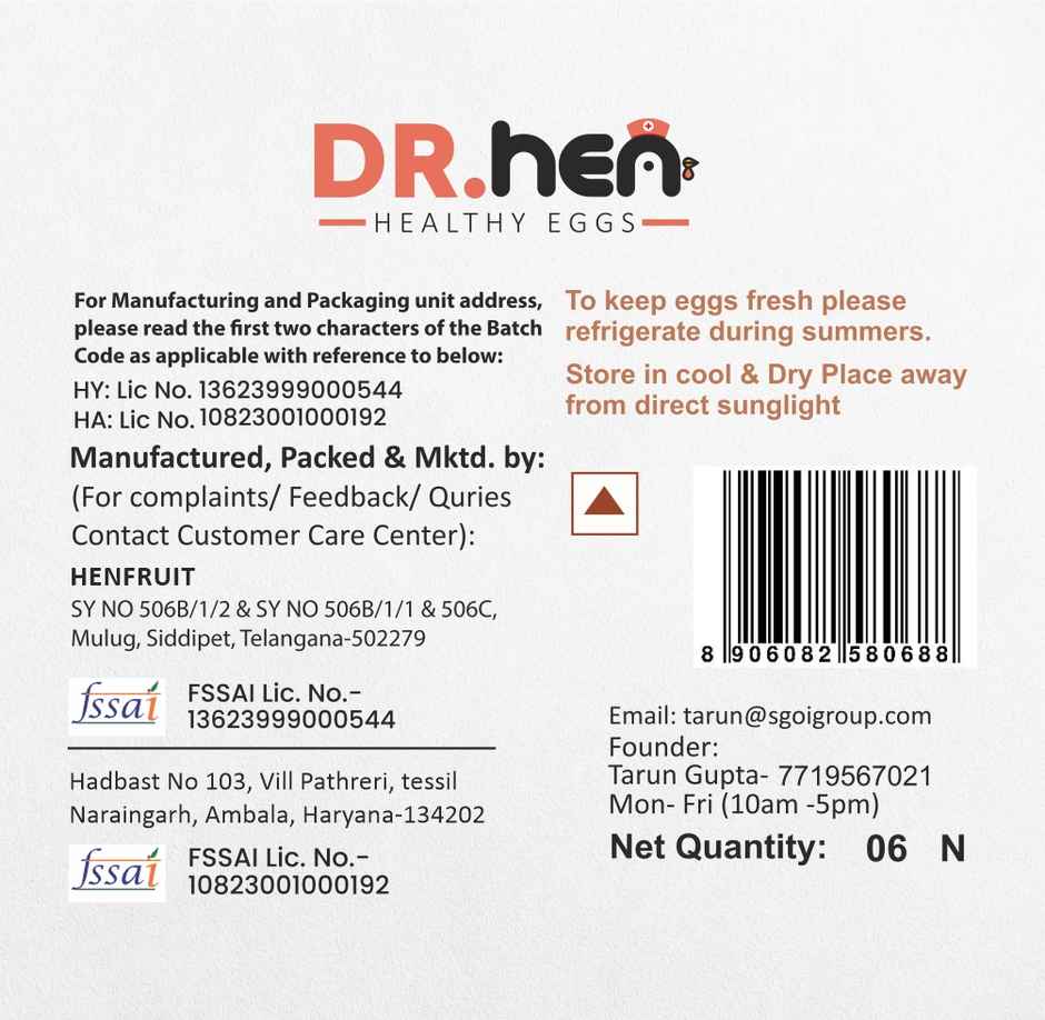 Dr.hen Table white Eggs