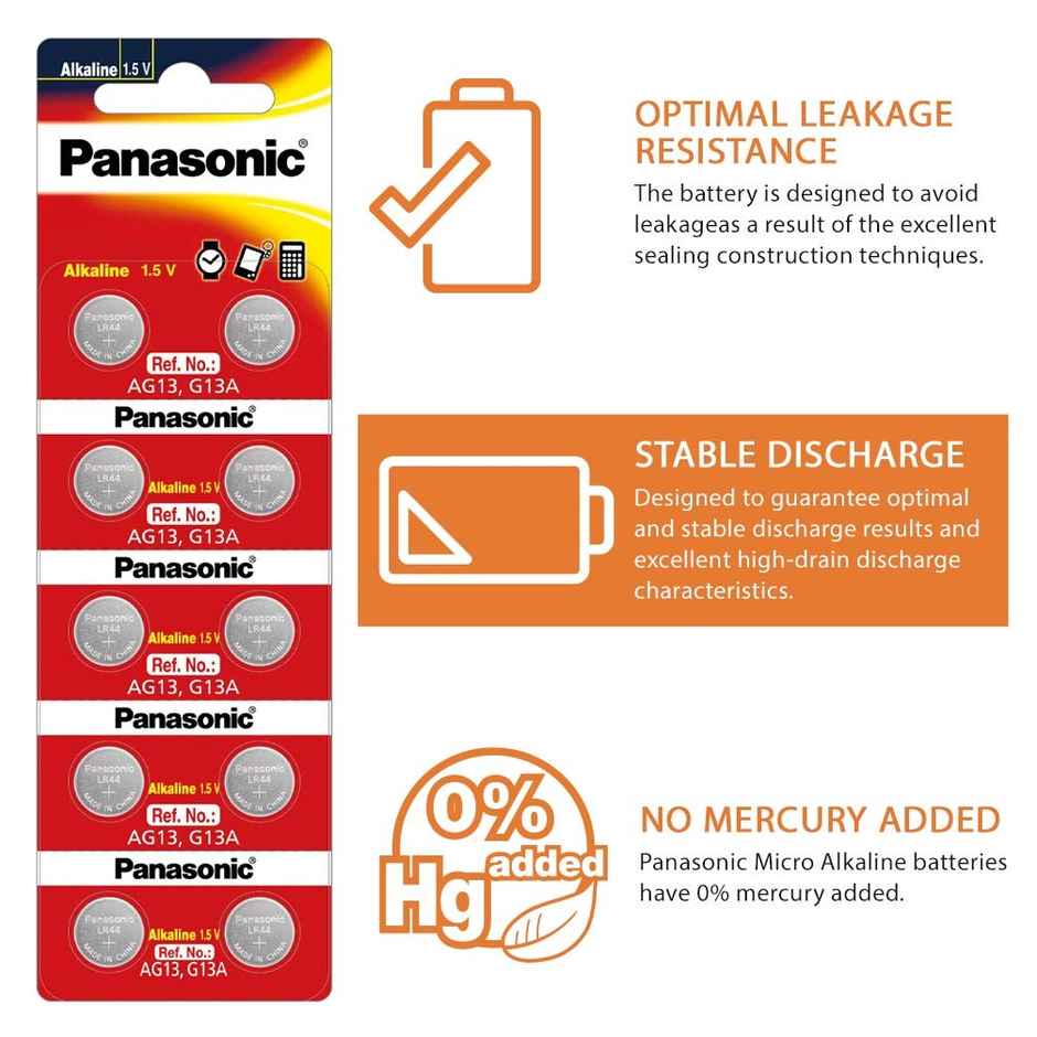 Panasonic Lithium Battery -Lr-44/10 Be | pack of 10