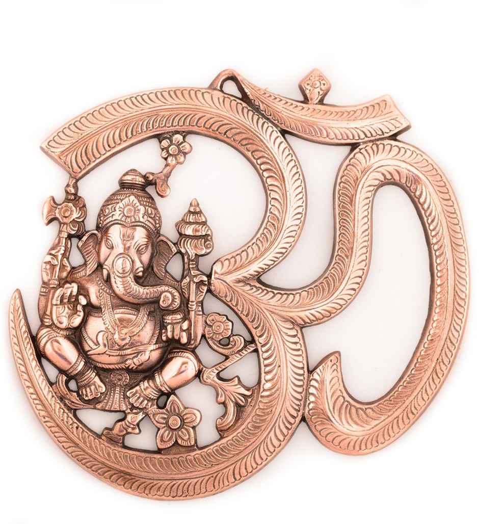 eCraftIndia Metal wall hanging of Lord Ganesha with Om