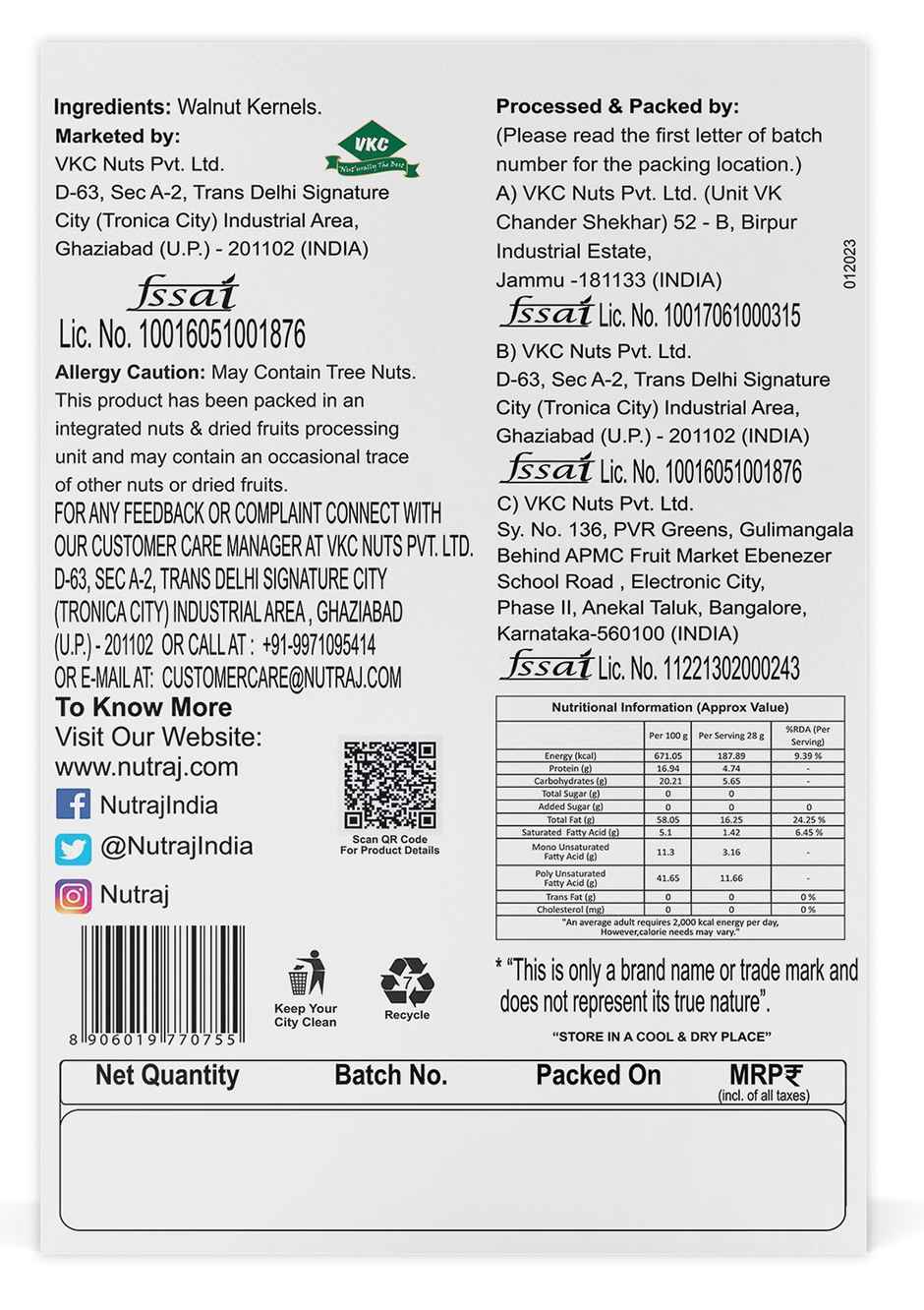 Nutraj California Walnut/Akhrot kernels Halves