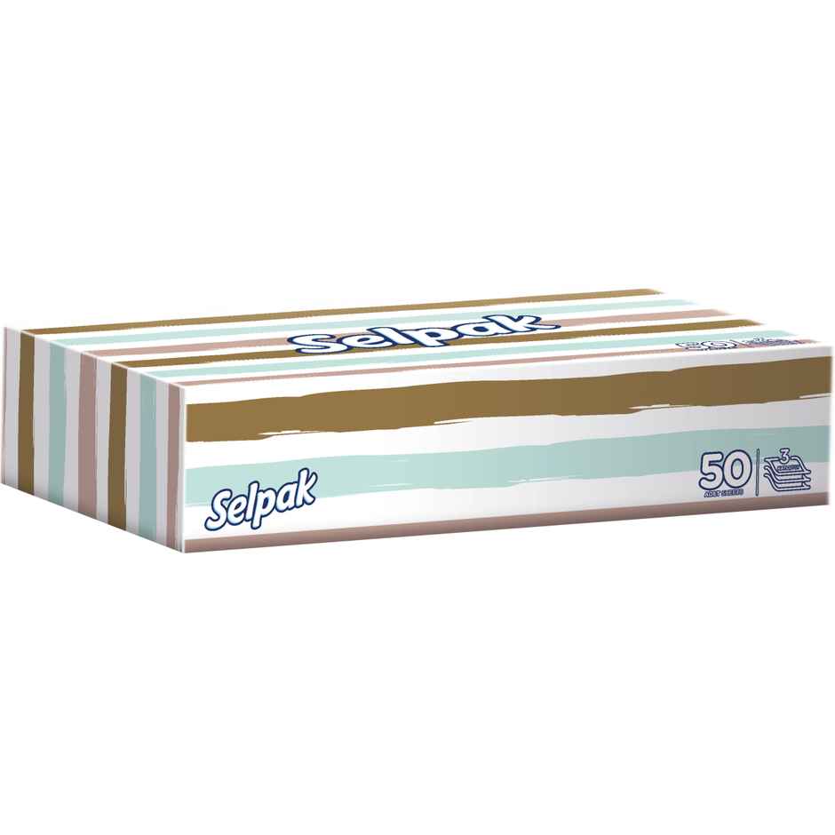 Selpak Facial Box Tissue Paper Box | 3 Ply | 21 x 18 cm | Set Of 50 - Assorted