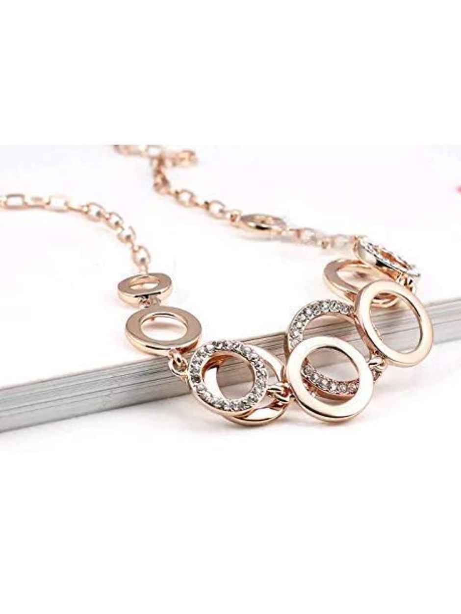YouBella Rose Gold-Plated Stone-Studded Jewellery Set (YBNK - 5746)