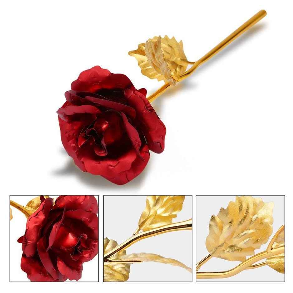 Perpetual Gold-Plated Artificial Red Rose - Gift for Girlfriend or Wife