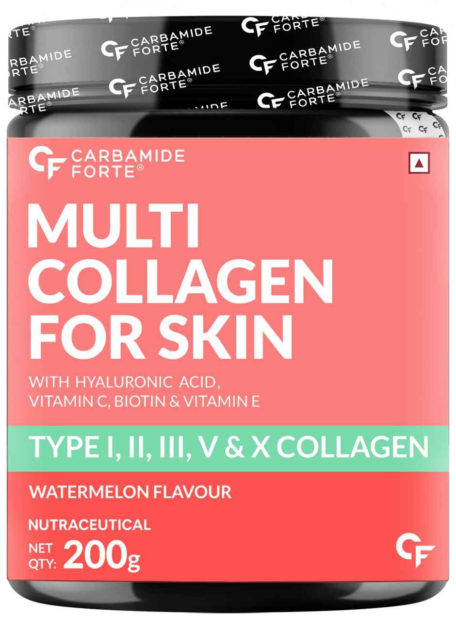 Carbamide Forte Hydrolyzed Multi Collagen Powder With Marine Collagen Watermelon Flavor