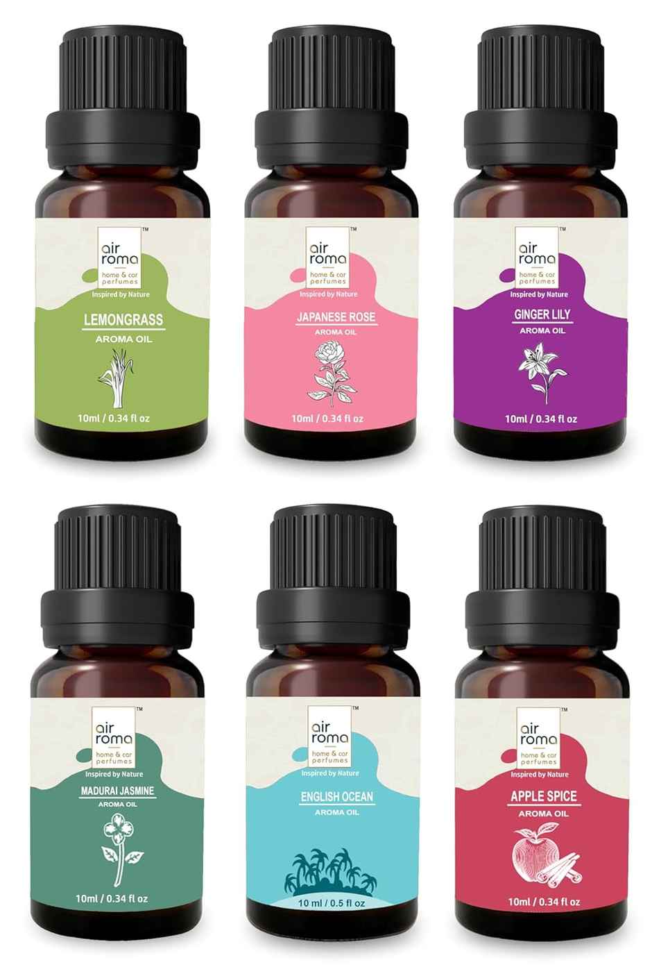 Air Roma Pack of 6 Pure | Natural And Undiluted Diffuser Oil
