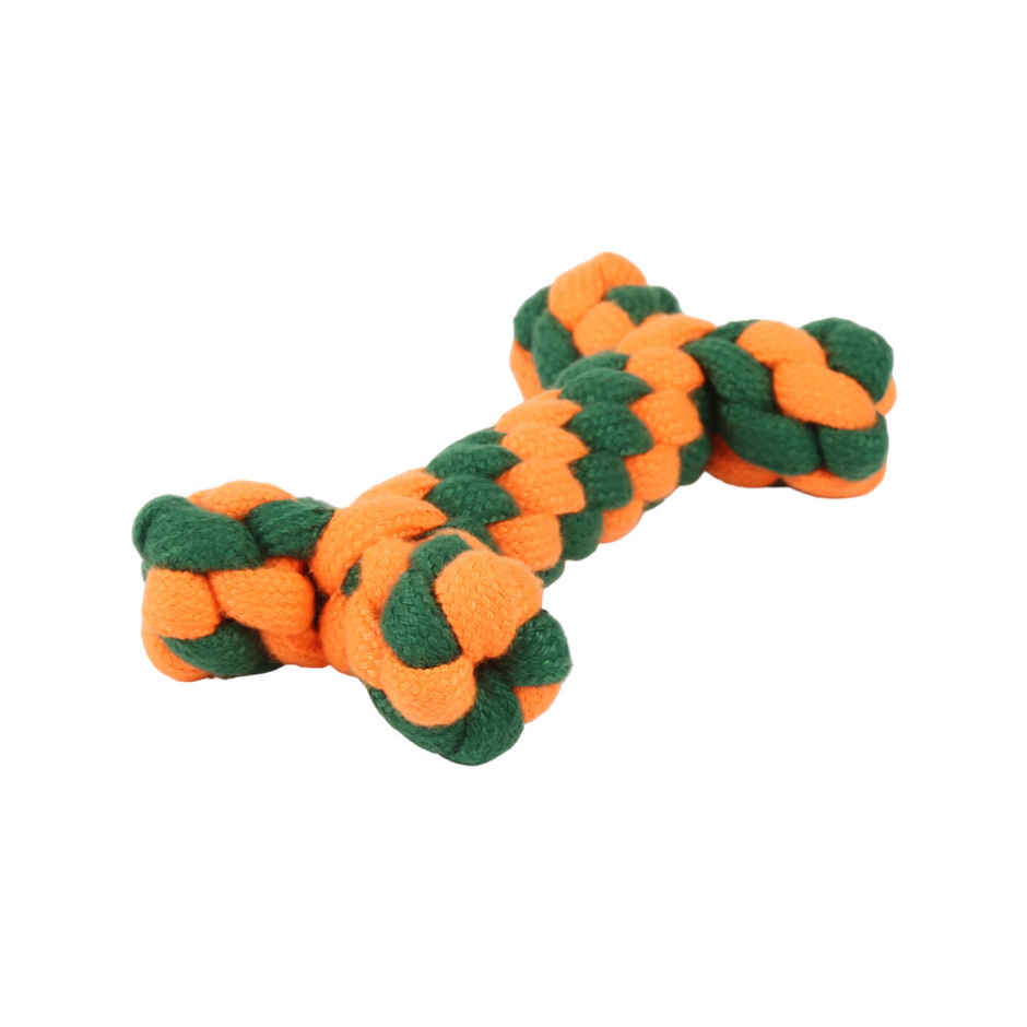 Super Pet Rope Dog Toy Bone | Orange, Green