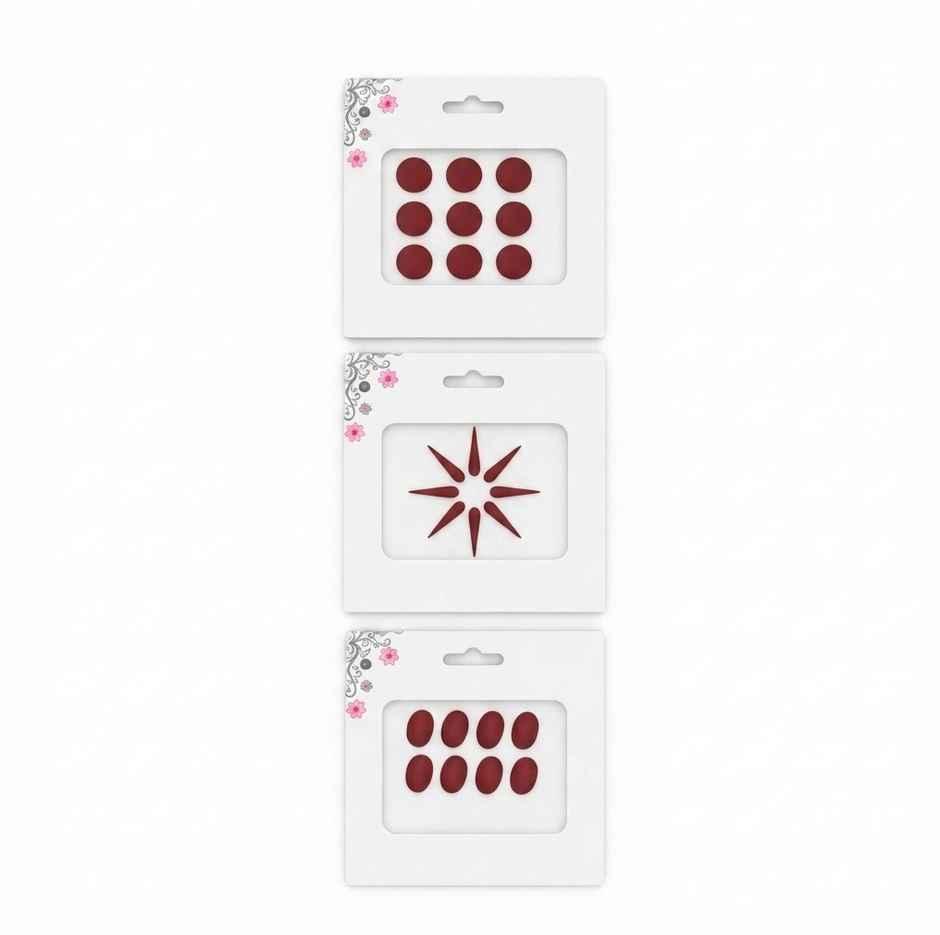 The Opal Factory Round Oval and Long Drop Waterproof Bindi | Maroon - Large Size